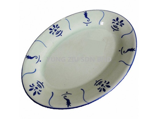 12^CERAMICS PLATE(11544)(HAND COLOR ANTIQUE BLUE)